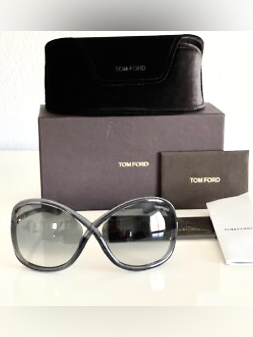 Tom Ford Whitney TF9 B5 Oversized Women’s Sunglasses Gray Gradient 64mm NEW